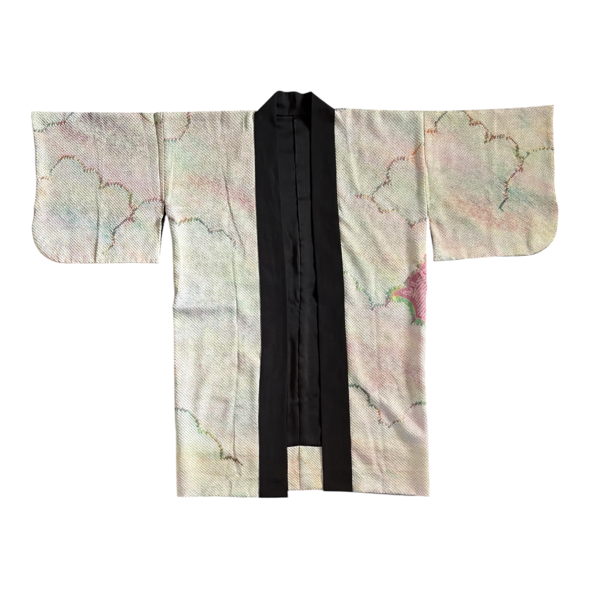 Upcycled Vintage Silk Haori - Shibori & Floral Lining